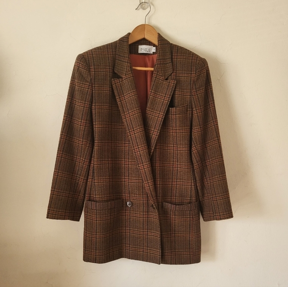 Vintage Para Double Breasted Wool Blend Plaid Blazer Size 10 - Picture 16 of 16